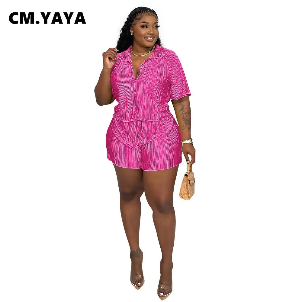 CM. YAYA Street Retro Womens Set Short Sleeve Shirt and Shorts INS Two 2-piece Set Dress Set 250409