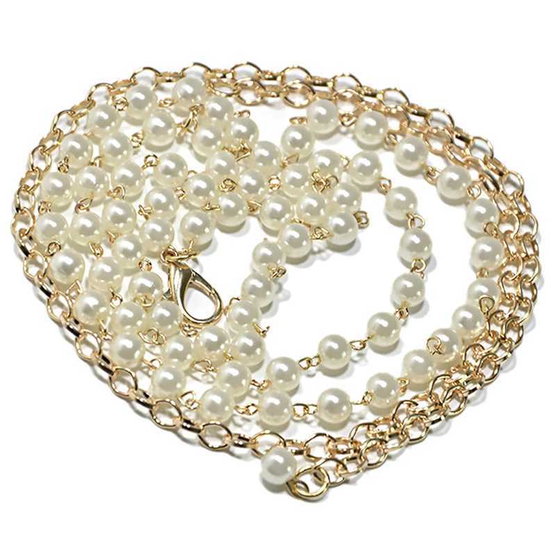 Warm imitation pearl with alloy chain and white imitation pearl chain X250410