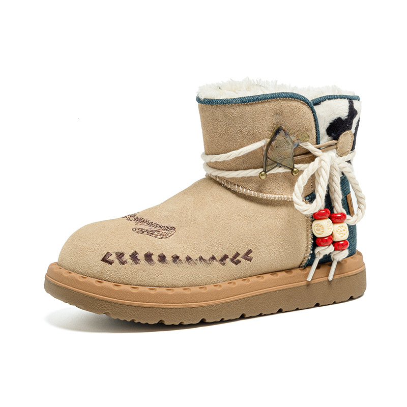 New chestnut trendy fashion shoes, thick soled height increasing luxury shoes, winter waterproof and anti slip cotton boots, snow boots, designer shoe