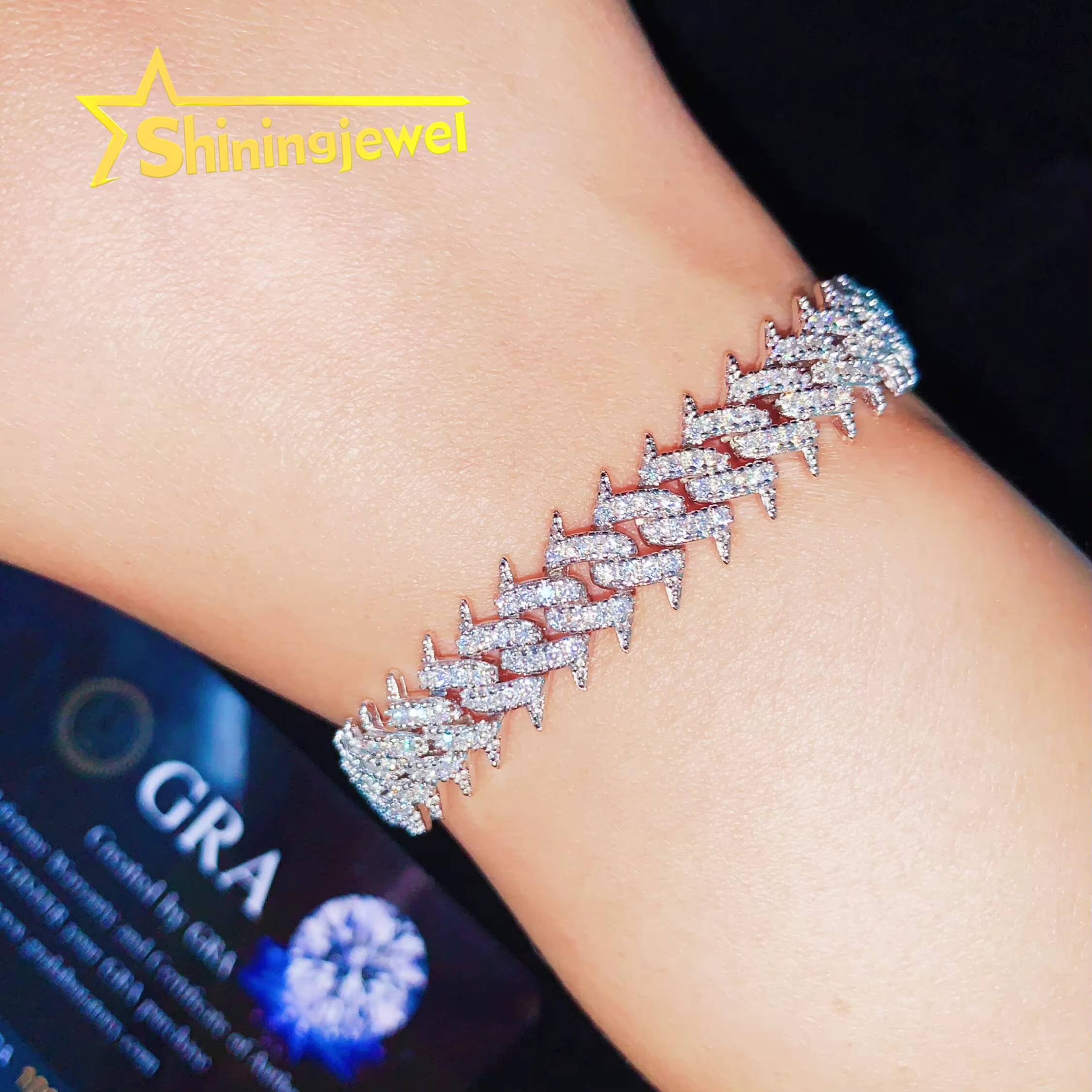 10mm Thorn Spicky Chain Cuban Link Chain Moissanite Cuban Bracelet Necklace Custom Hip Hop Diamond Cuban Links