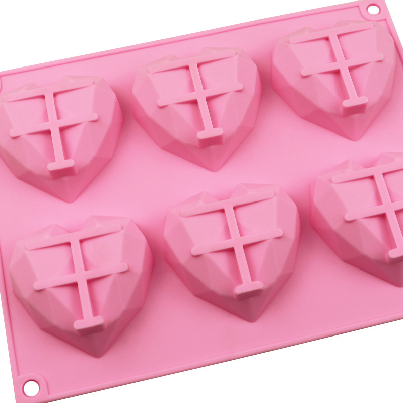 In Stock Wholesale 6-Linked 3D Small Heart Silicone Cake Aromatherapy Plaster Mold Home DIY Handmade Tool