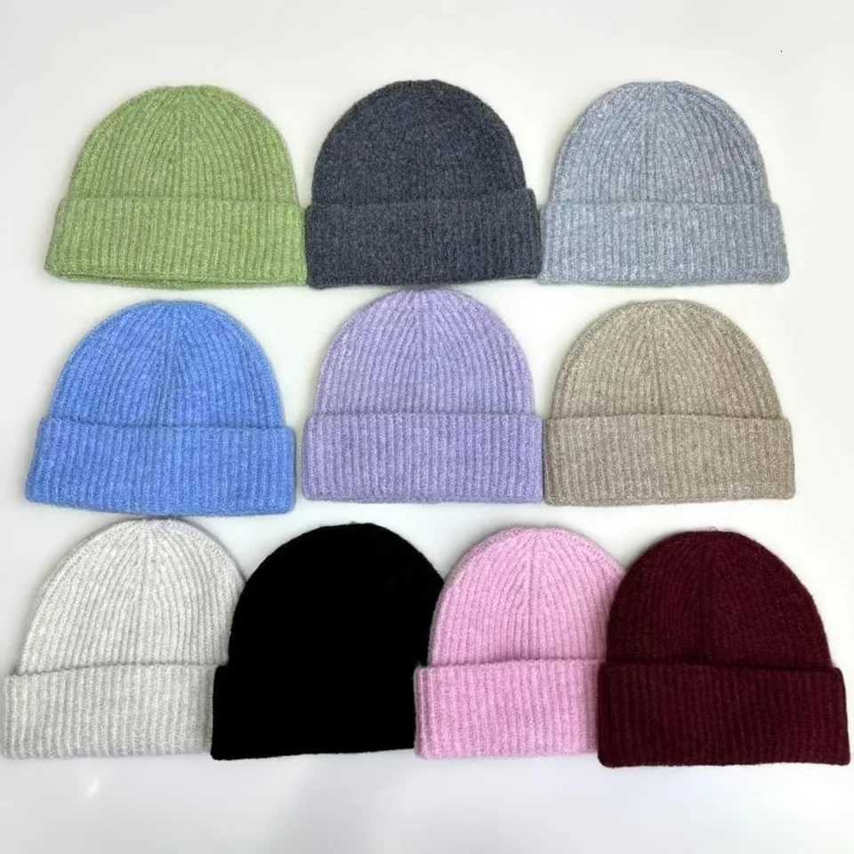 New 10 Colors Solid Beanies Winter Hat For Woman Knitted Soft Wool Autumn Thick Warm Skullies Bonnets Outdoor Ski Cap Men GiftXJ251110