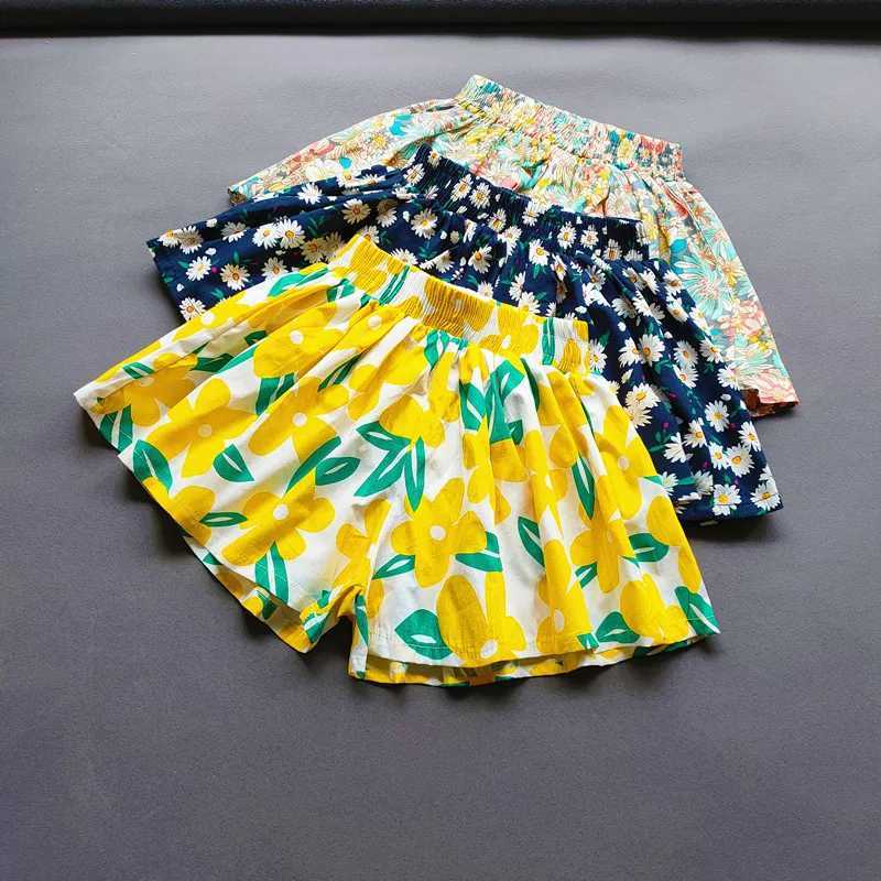 Sweet Girls Flower Culottes Summer Baby Girls Fashion Childrens Flower Wide Leg Hot Pants Childrens Mini Shorts Z250410