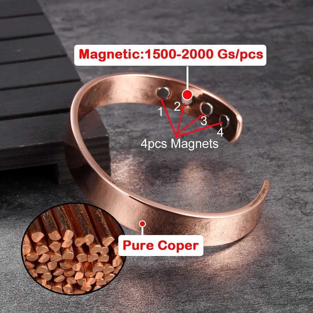 Vinterly Pure Copper Bracelets Magnetic Therapy Arthritis Shiny Adjustable High Magnets Open Cuff 10mm Bangles Resizable JewelryC250410