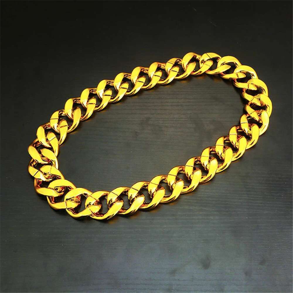 Hip Hop Gold Color Big Acrylic Chunky Chain Necklace For Men Punk Oversized Large Plastic Link Chain Mens Jewelry