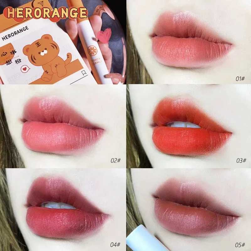5Pcs Cartoon Cigarette Lipstick Set Long Lasting Moisturizing Lip Glaze Matte Velvet Waterproof Non-stick Cup Lip Gloss CosmeticT251110
