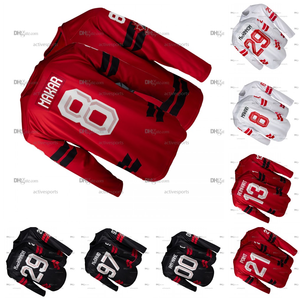 Mens Womens Youth 8 Makar Crosby Team Canada Jerseys MacKinnon Binnington Marchand Marner Konecny Stitched Name Number Hockey