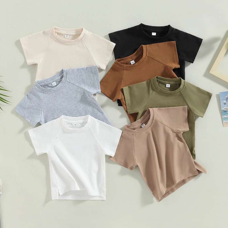 GS- Ddmyshoesvip 0-4Years Toddler Girls Boys Summer Tops Solid Color Short Sleeve O Neck Loose T Shirt