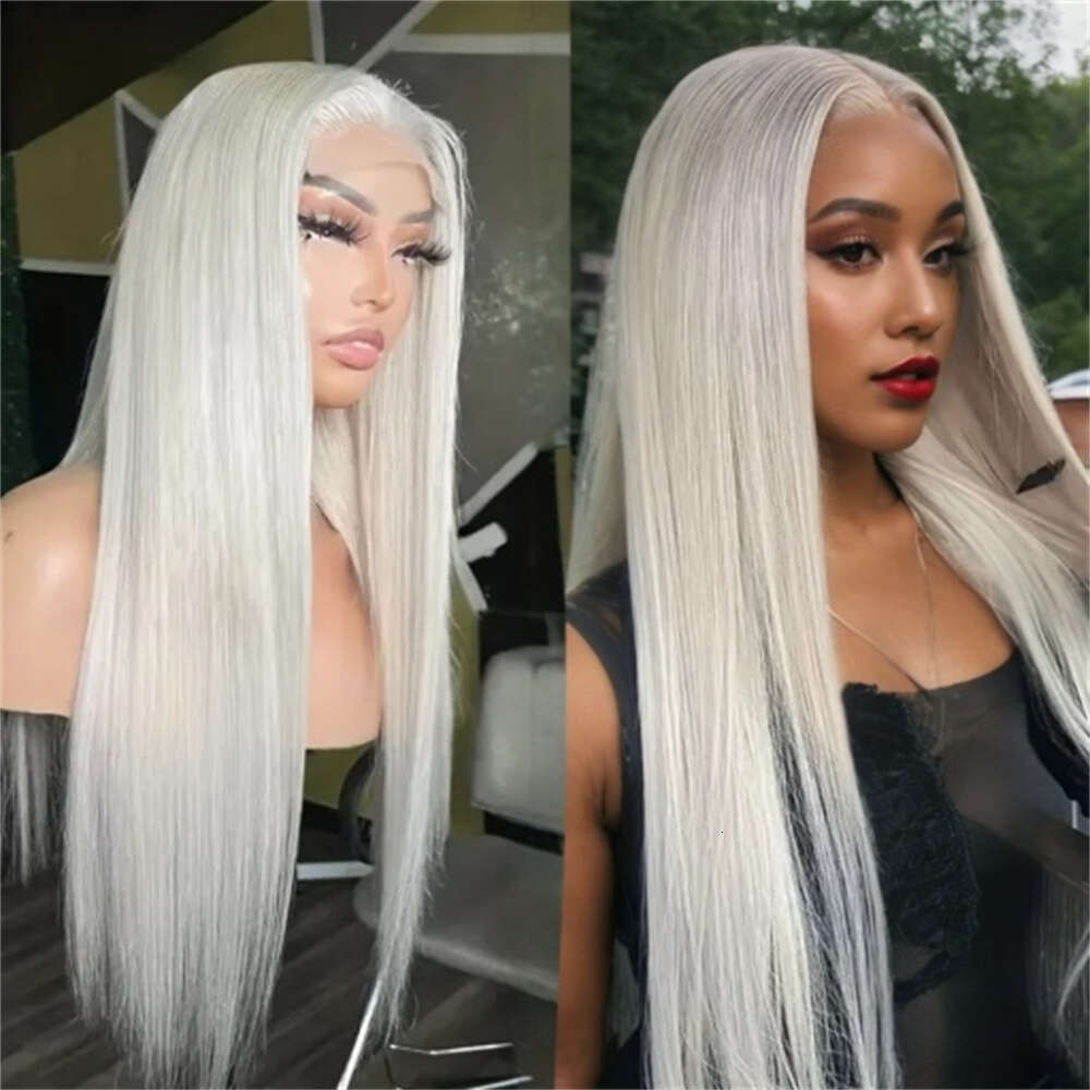 13X6 HD Transparent Lace Front Platinum Ice Blonde #60 - Pre-Plucked Glueless Human With 250% Density, Baby Hair For & Men, Bye Knots, Mother's D