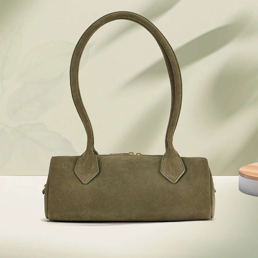 The New Sausage Is Cowhide Suede Shoulder Handbag A Simple And Fashionable Armpit Baguette Bag