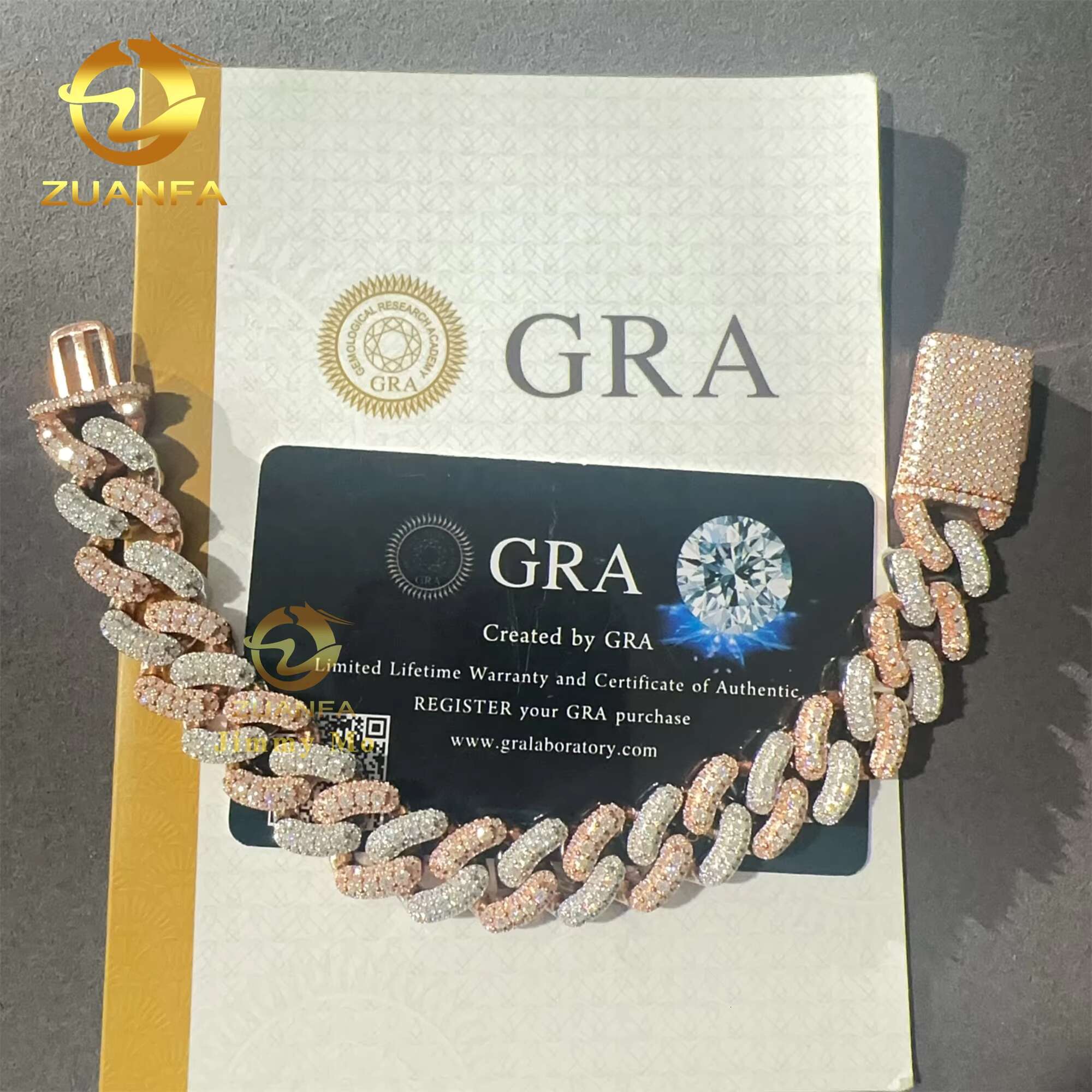 Fashion 15mm Two Tone Color Rapper Jewelry Hip Hop 925 Sterling Silver VVS1 Moissanite Diamond Cuban Link Bracelet Men