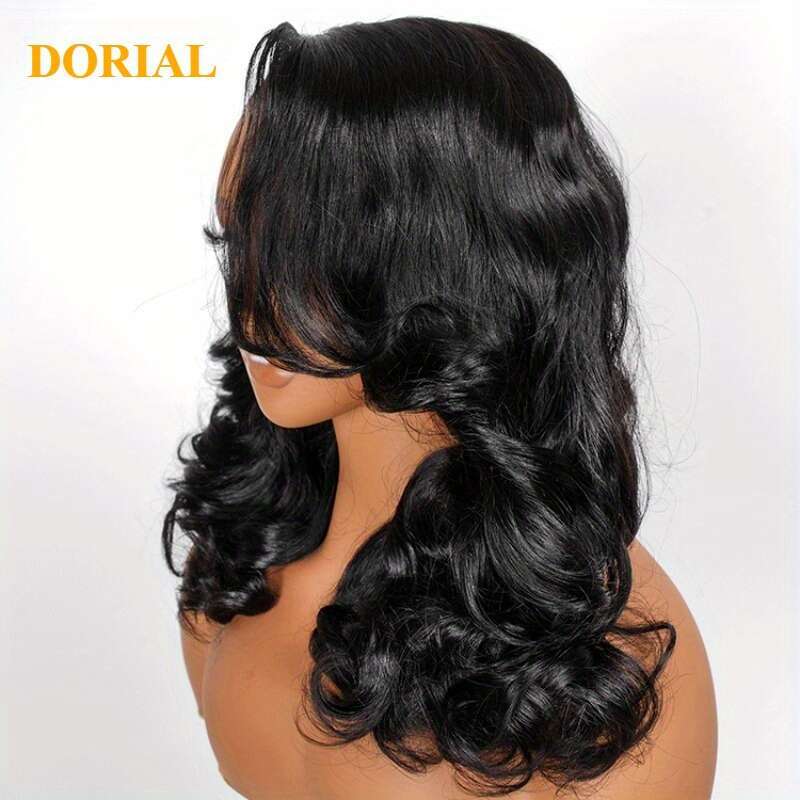 200% Density Human Bob - Body Wave, Pre-Plucked & Pre-Cut, 13X4 HD Lace Closure, Natural Black Color, Elastic Band Fit, Perfect For Women, Short Hair 