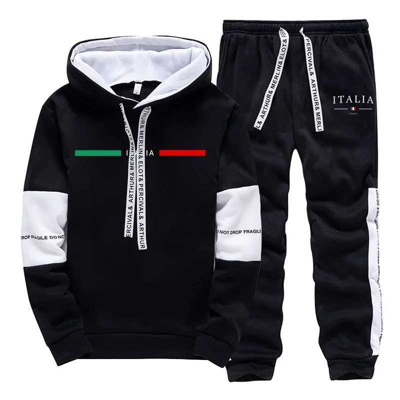 Hot Sales Mens Tracksuit Print Casual Sweatshirts Outdoors Sports Jogging Mens Clothing High Quality Single Piece Hoodie Pants W251110