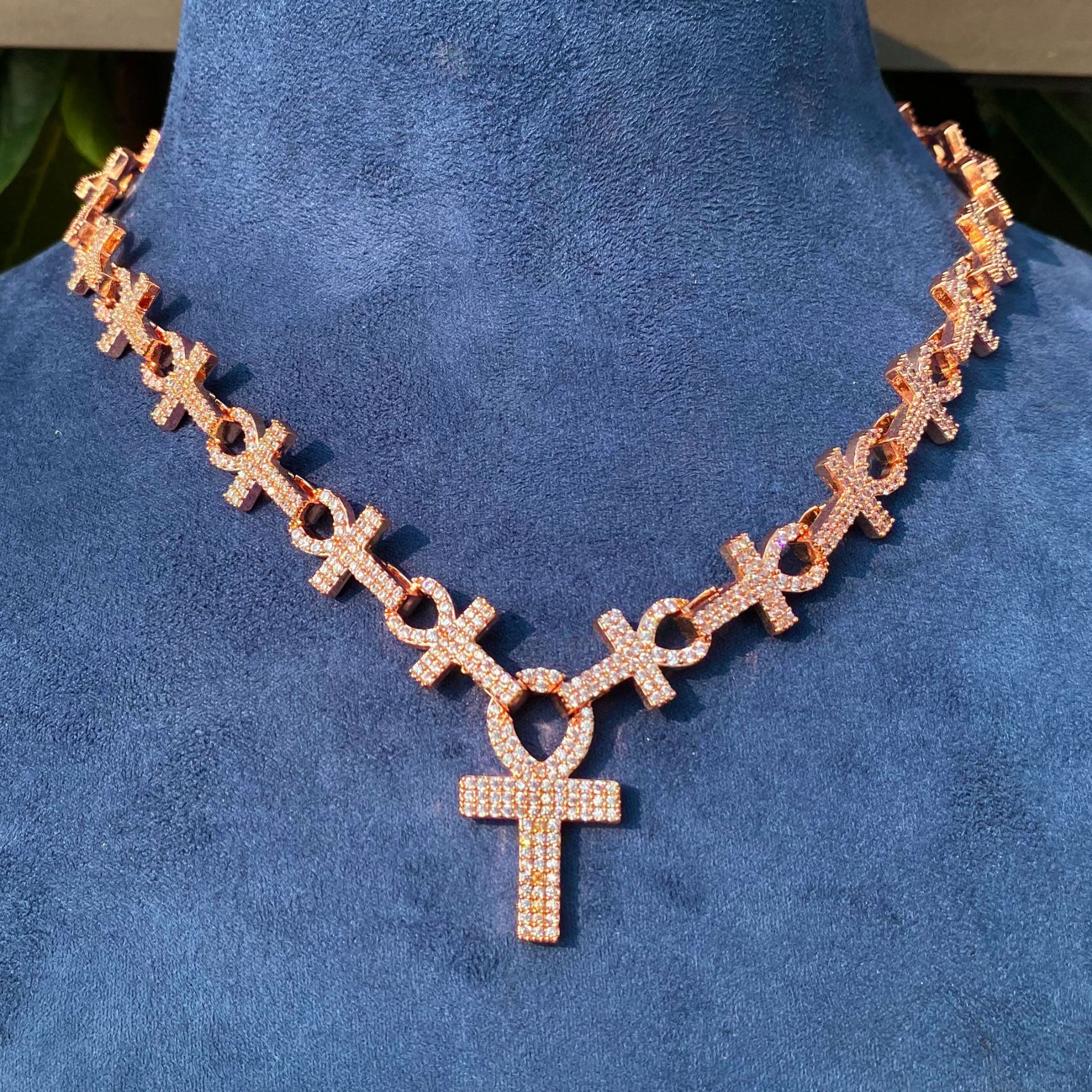 Hip hop trendsetters all cross chain necklaces personalized and niche hip-hop Moissanite chain