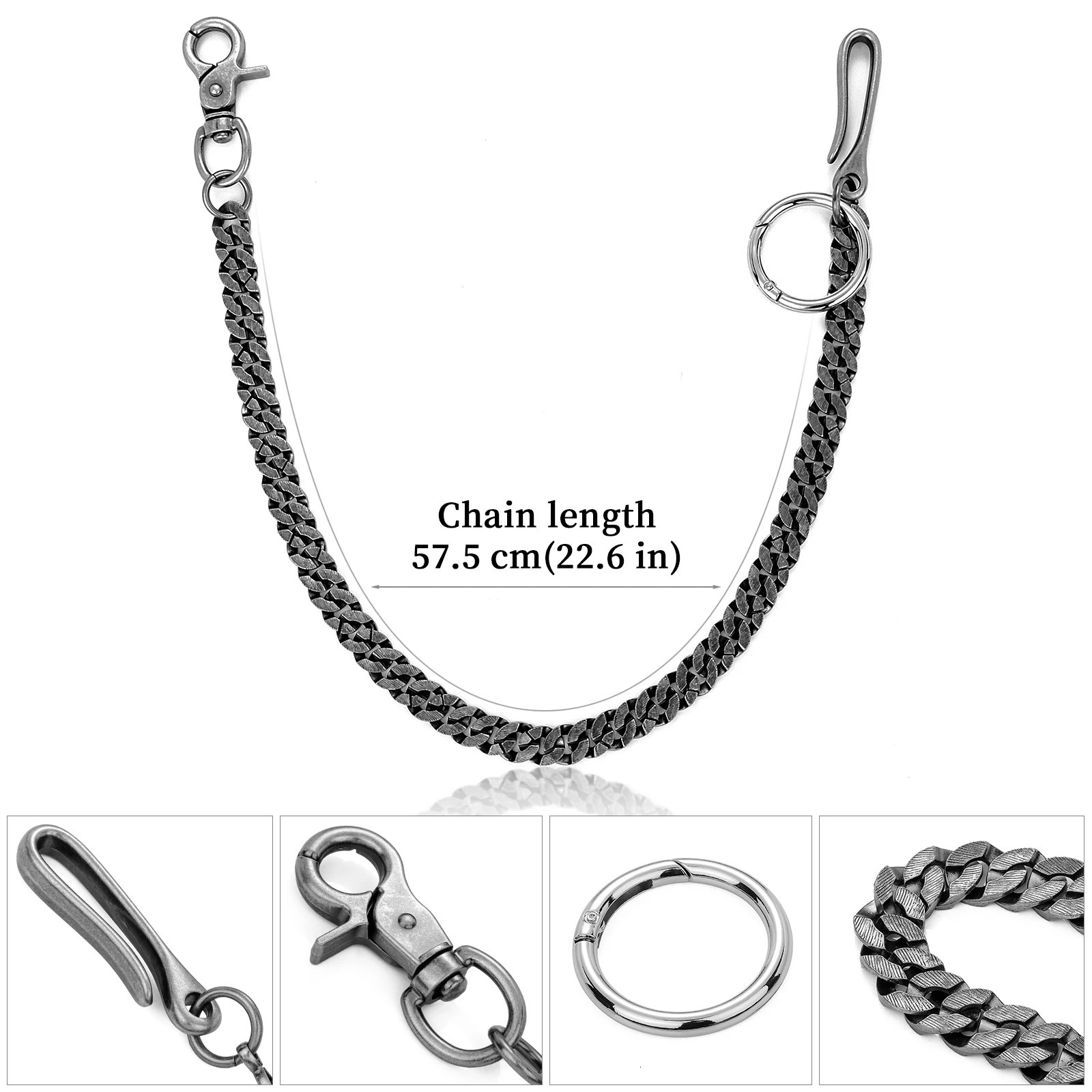 Metal keychain wallet belt chain mens waist jeans hiphop pants jewelry accessories 250410
