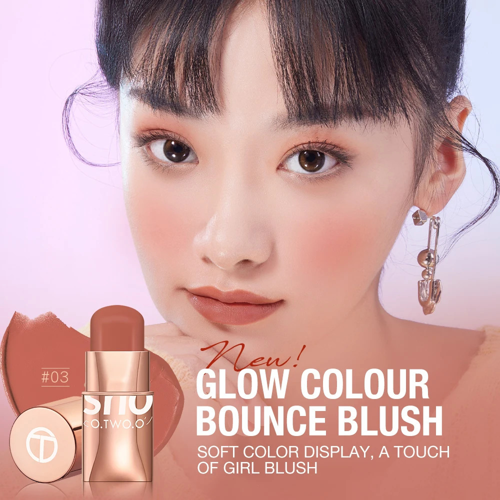 O Two of them type powder blusher makeup stick high pigment cream waterproof lasting lips and cheeks female eye cosmetics 250325