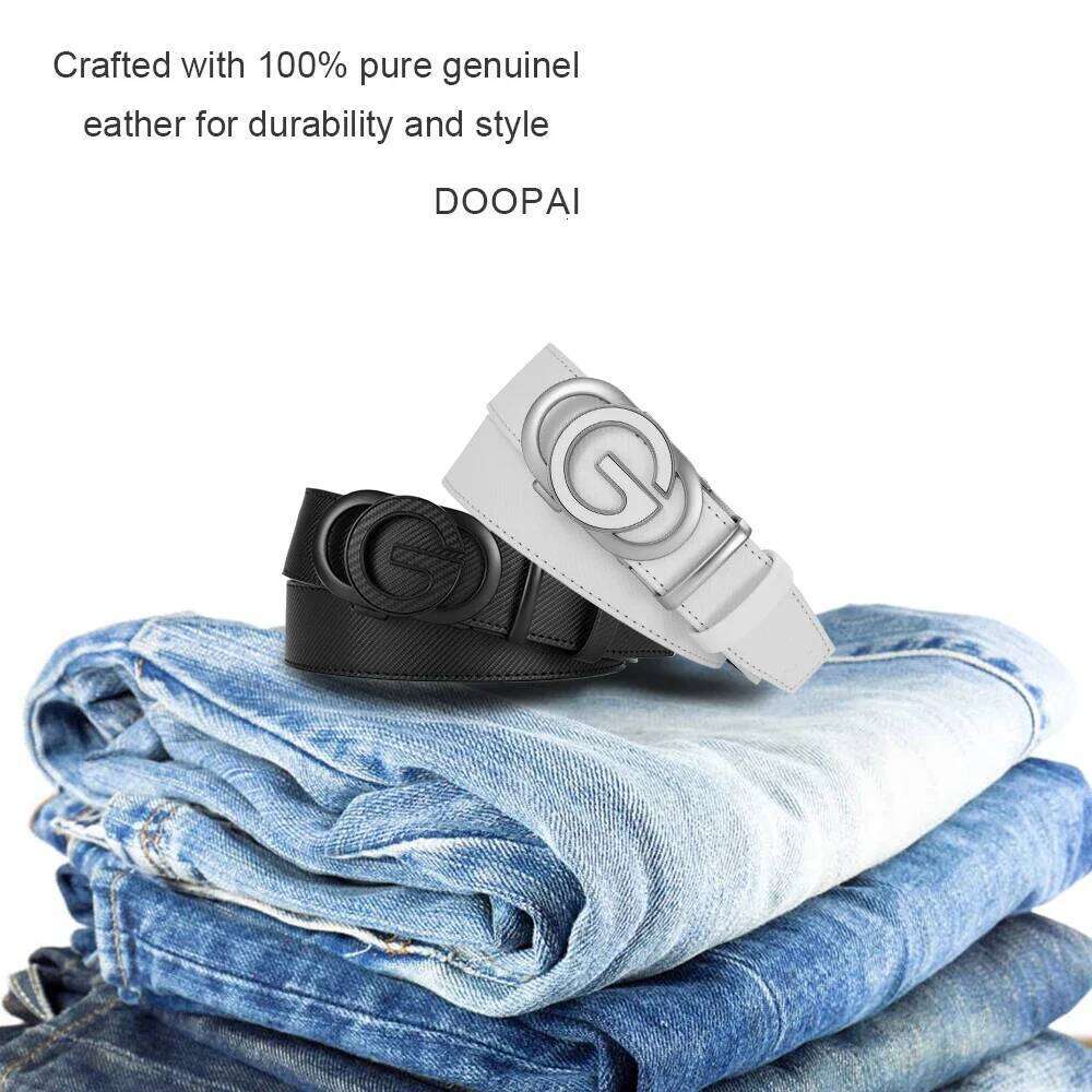 Men Genuine Leather Automatic Famous Brand Belt for Men's High Quality Buckle Work Black Cowskin Business