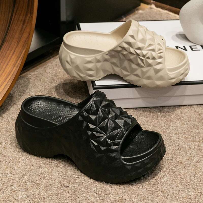 Summer 7CM Women High Heeled Slippers Ladies Indoor Wedges Non-slips Sandals Couples Outdoor Beach Thick Sole EVA Flip ps