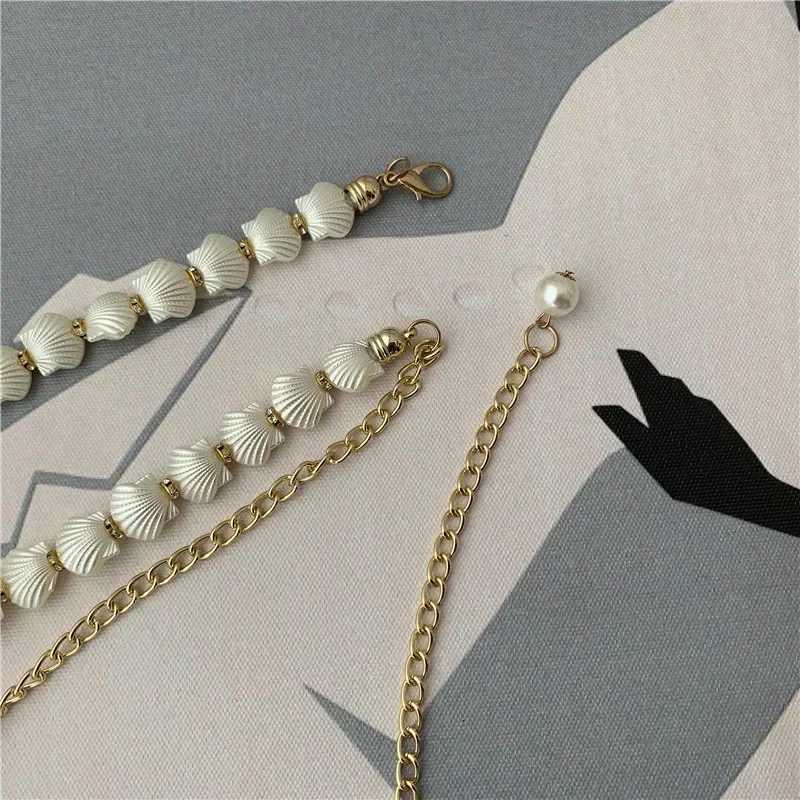 New ribbon shell pearl waist chain decorative ribbon thin metal ribbon matching dress ribbon for hundreds of pieces X250410