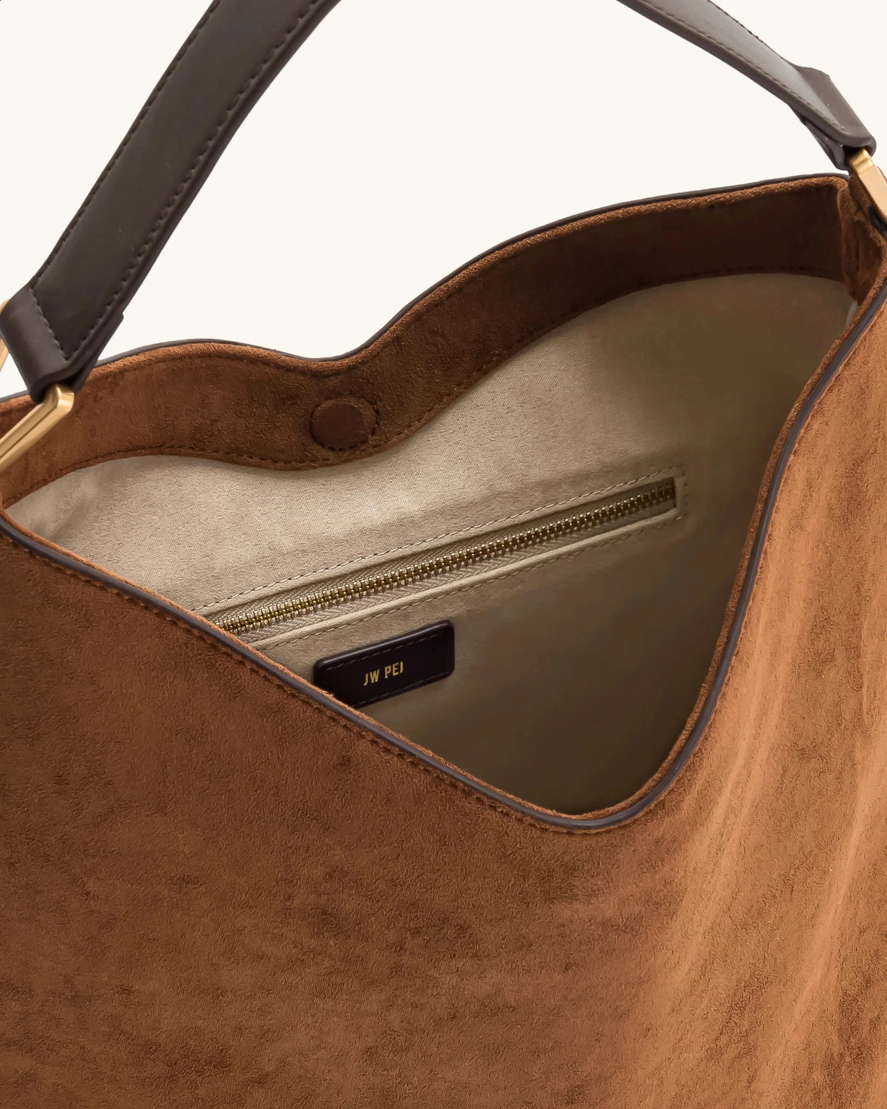 JW PEI Aria Faux Suede Shoulder Bag Large Capacity Solid Color Underarm Bag Simple Casual Commuter Bag Bags 251106