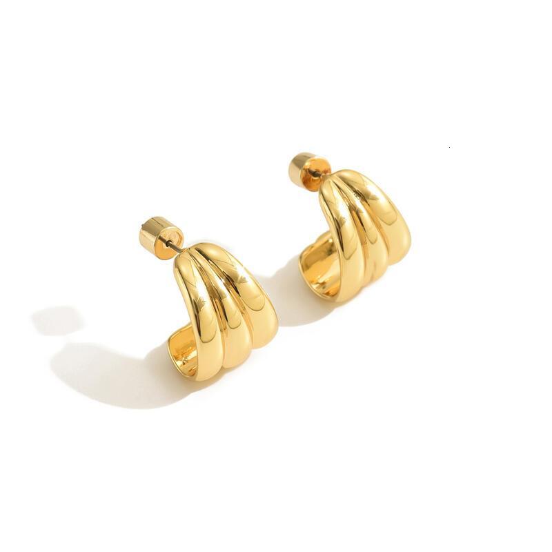 Hoop Cut Polished Teardrop 14K Gold Plated Women's Chunky Twist Hypoallergenic Stud Earrings, Lightweight And Comfortable Jewelry, Bold Statement