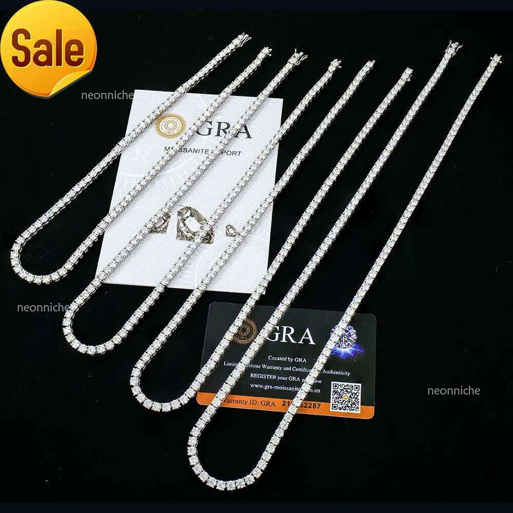 Factory Price bulk men sterg sier 4mm iced out vvs round lab grown dia mossanite moissanite tennis chain necklace