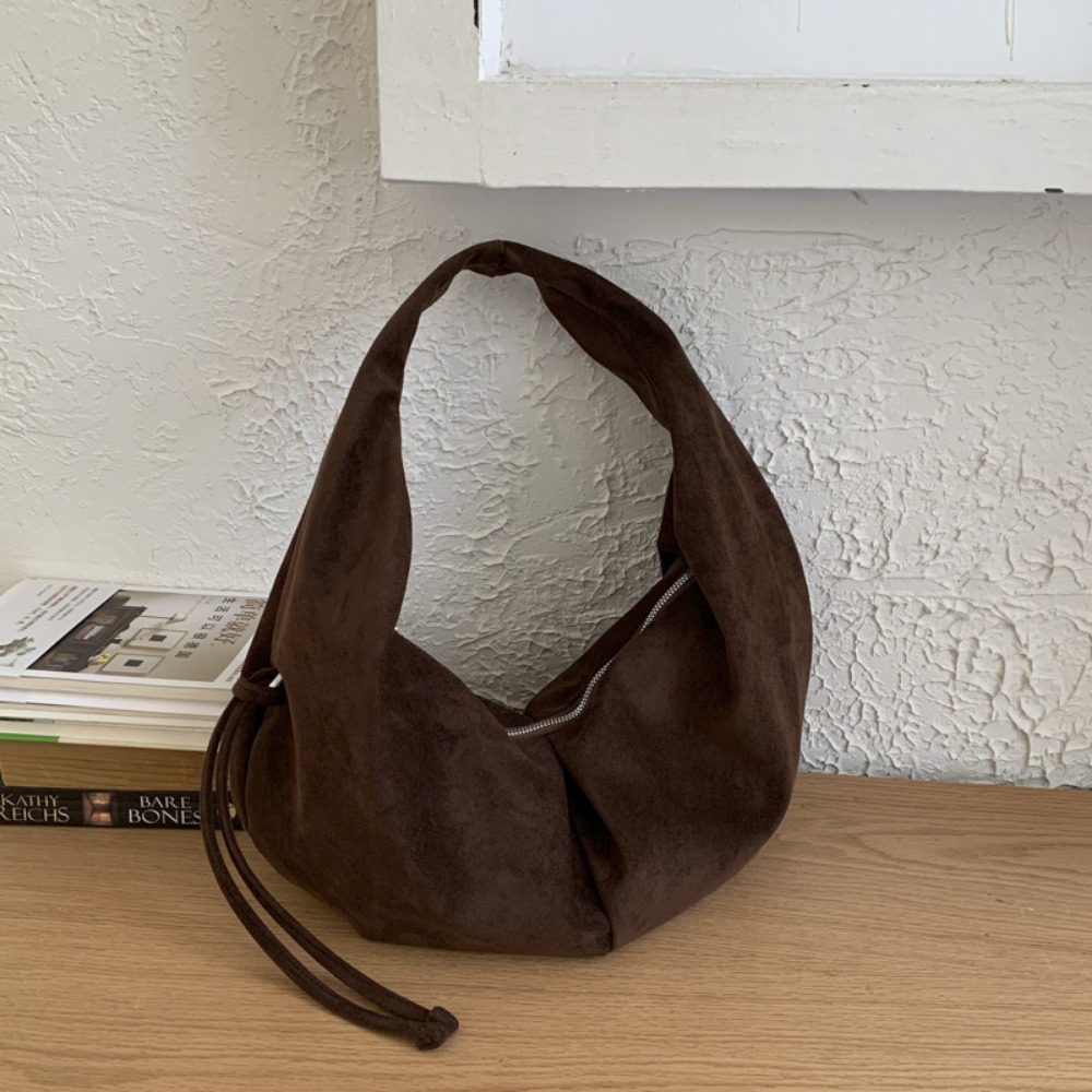 Casual Elegance: Soft Touch Suede Tote Purse Featuring Unique Pleats & Durable Construction