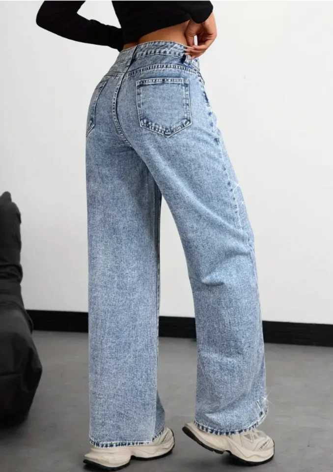 American-style high street retro full-diamond wide-leg jeans for women new 2025 autumn style versatile and slimming great for a C251110