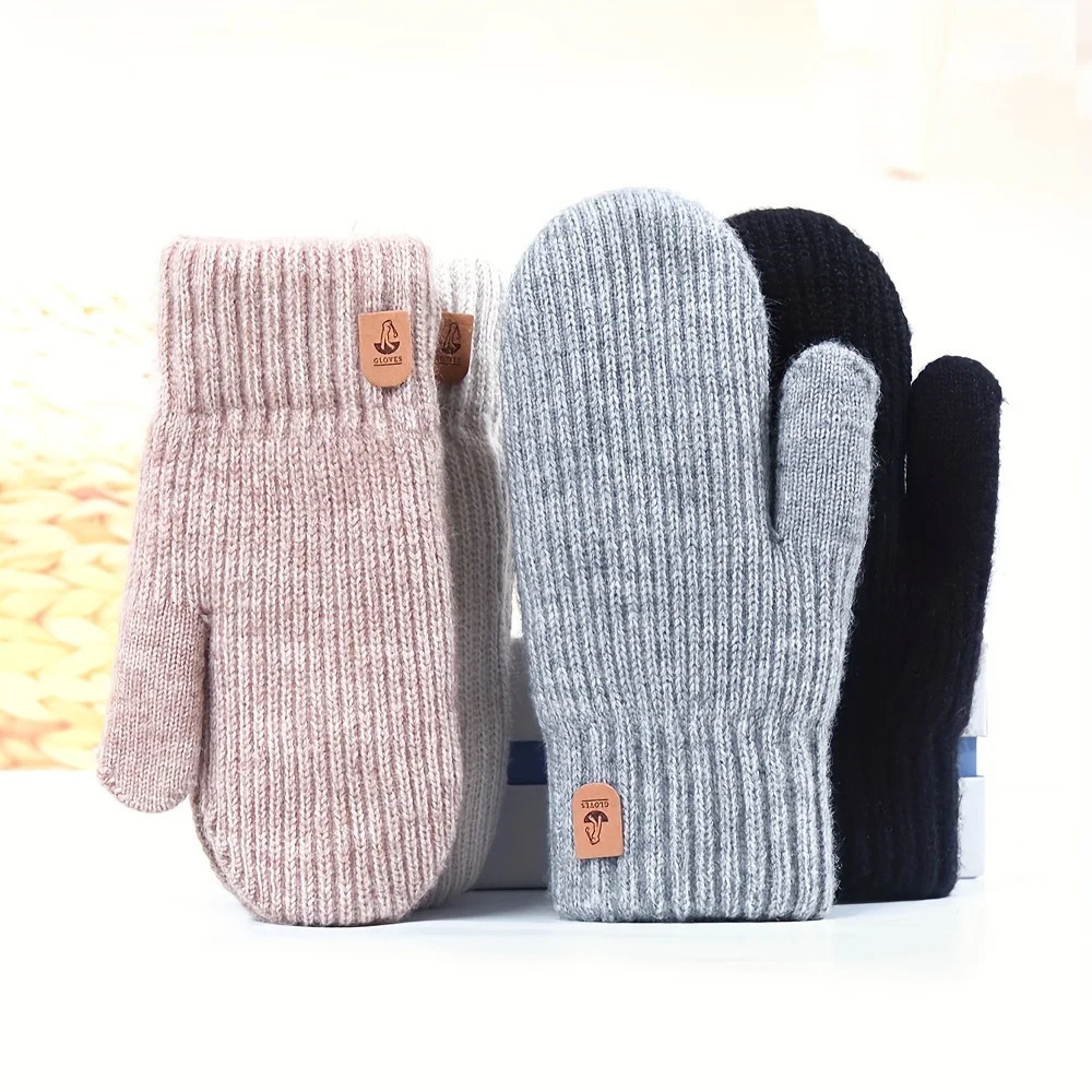 Winter Cold-Proof Fleece Gloves - Cute Fleece Full-Finger Knitted Gloves Thickened Double-Layer Cold-Proof and Warm Gloves 251106