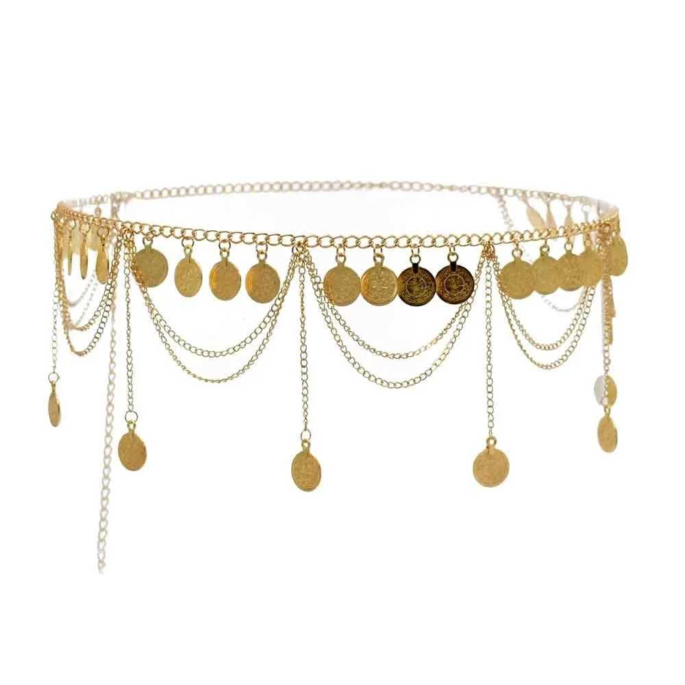 Bohen All match waist chain tassel coin retro metal webbing for dresses Fem high waist chain strap for Wen accessories X250410