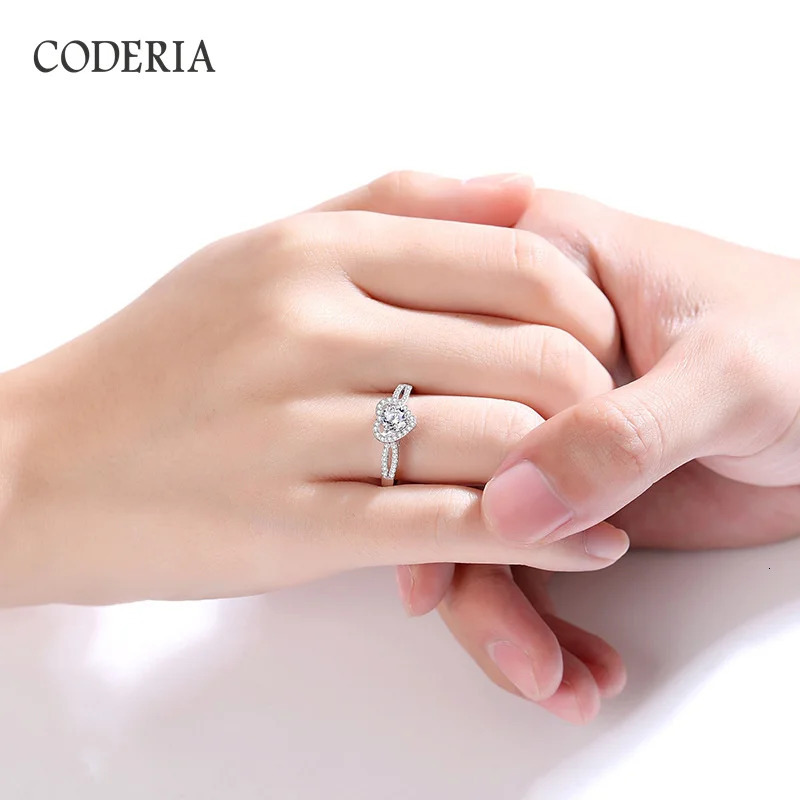 Heart 05 Carat Ring Plated 18K White Gold 925 Silver Wedding Diamond Rings Boutique Jewelry 251103