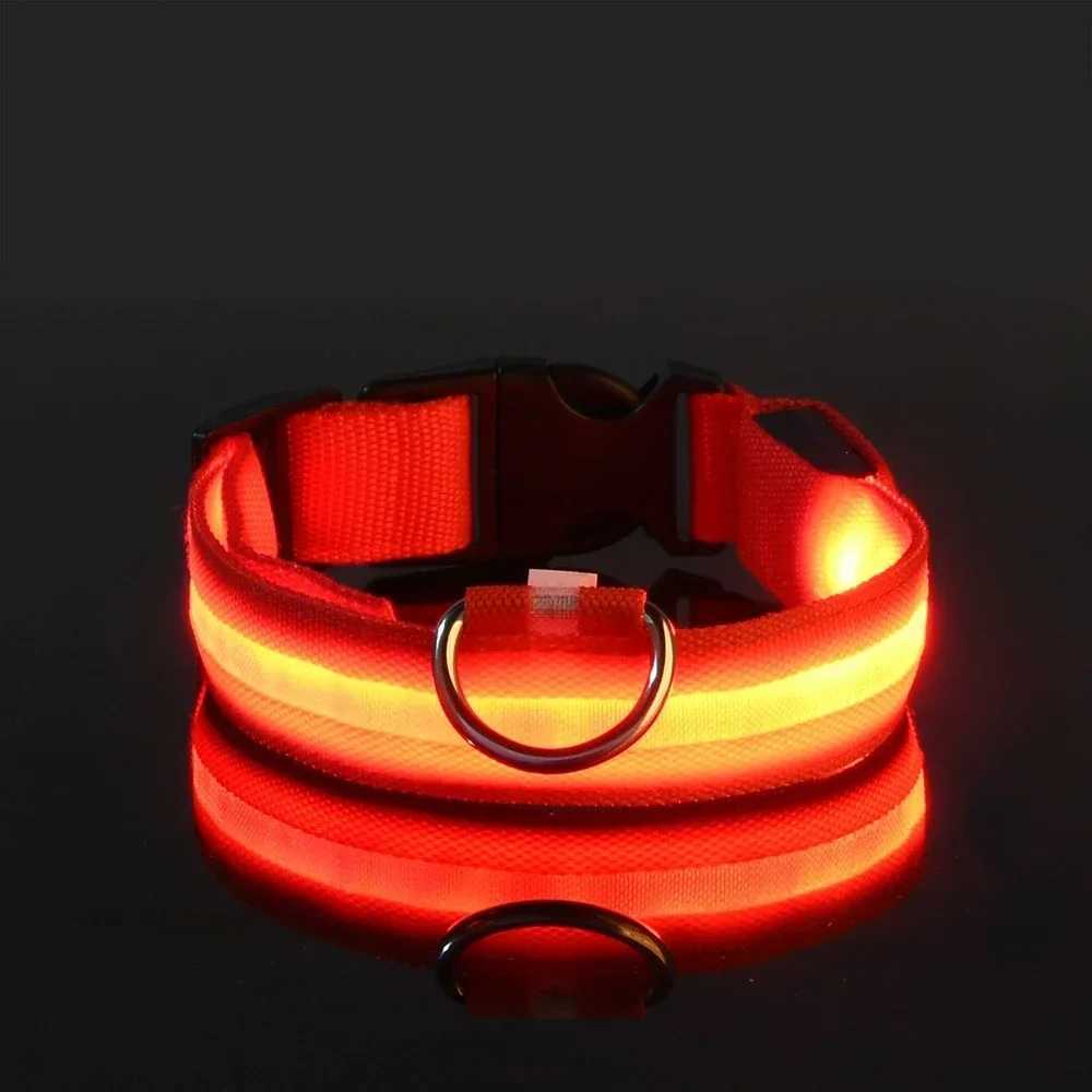 Dog Collar Nylon LED Night Safety Flashing Glow In The Dark Pet Dog Leash pet Dogs Luminous Fluorescent dog accessories collar J251110
