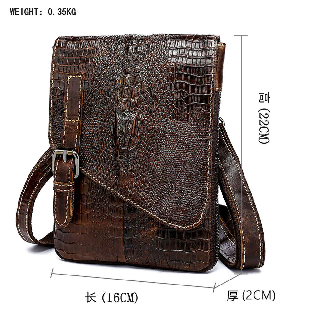 Crocodile Pattern Genuine Leather Casual Small Men S Single Shoulder Crossbody Multifunctional Belt Phone Waist Bag Trendy High Quality