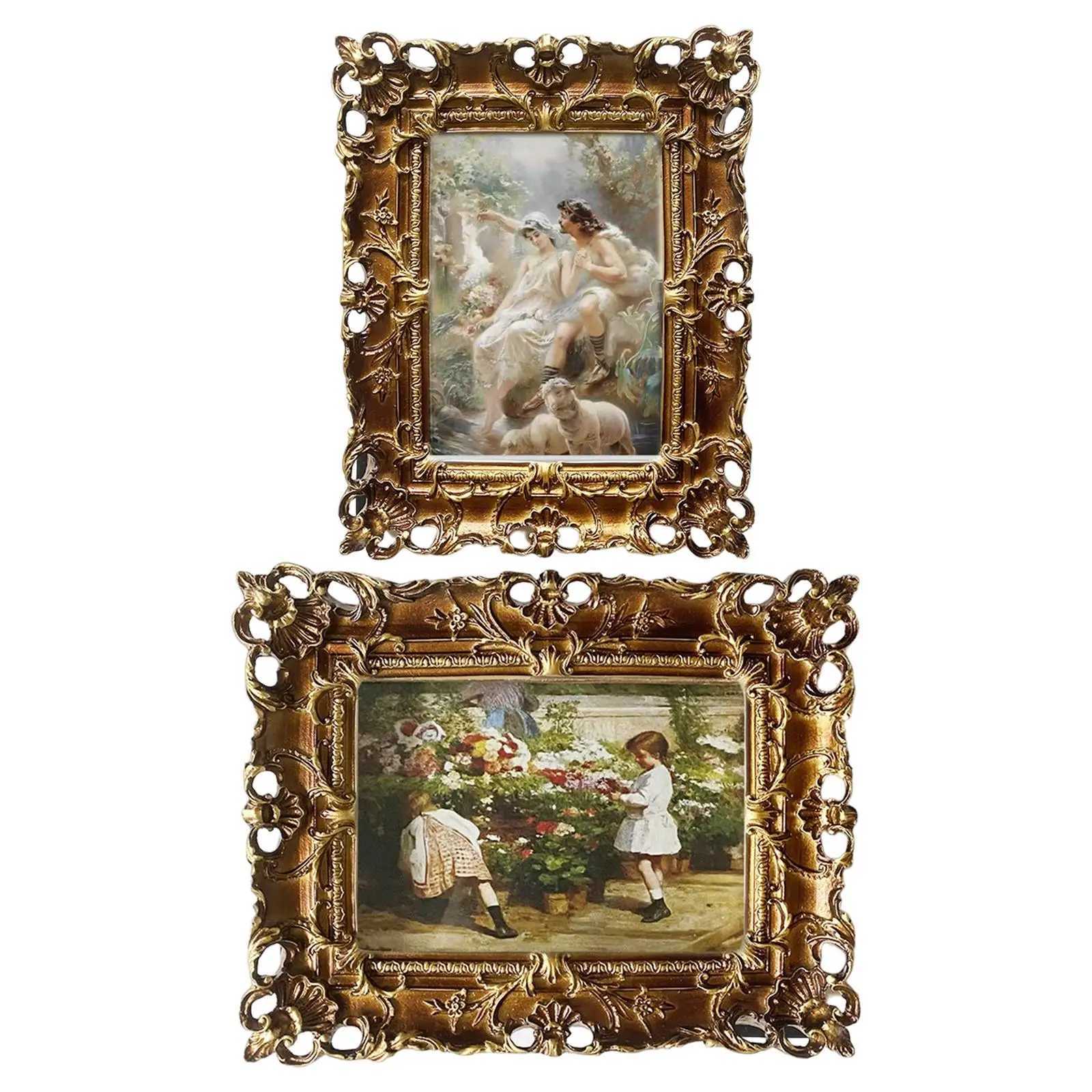 Vintage Style Picture Rectangle Embossed Display Tabletop Wall Hanging Resin Photo Frame for Decoration Home Arts Portrait L251110 H260306