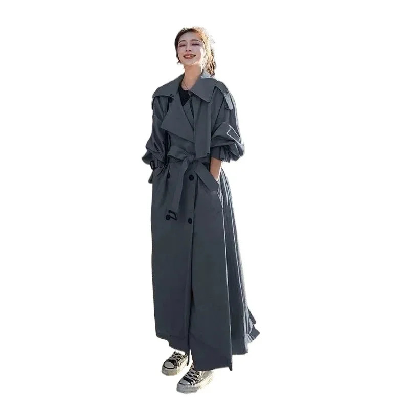Womens medium length windproof jacket with elegant preparatory style and loose fit suitable for the Korean version of Spring Autumn arrival trend 2504
