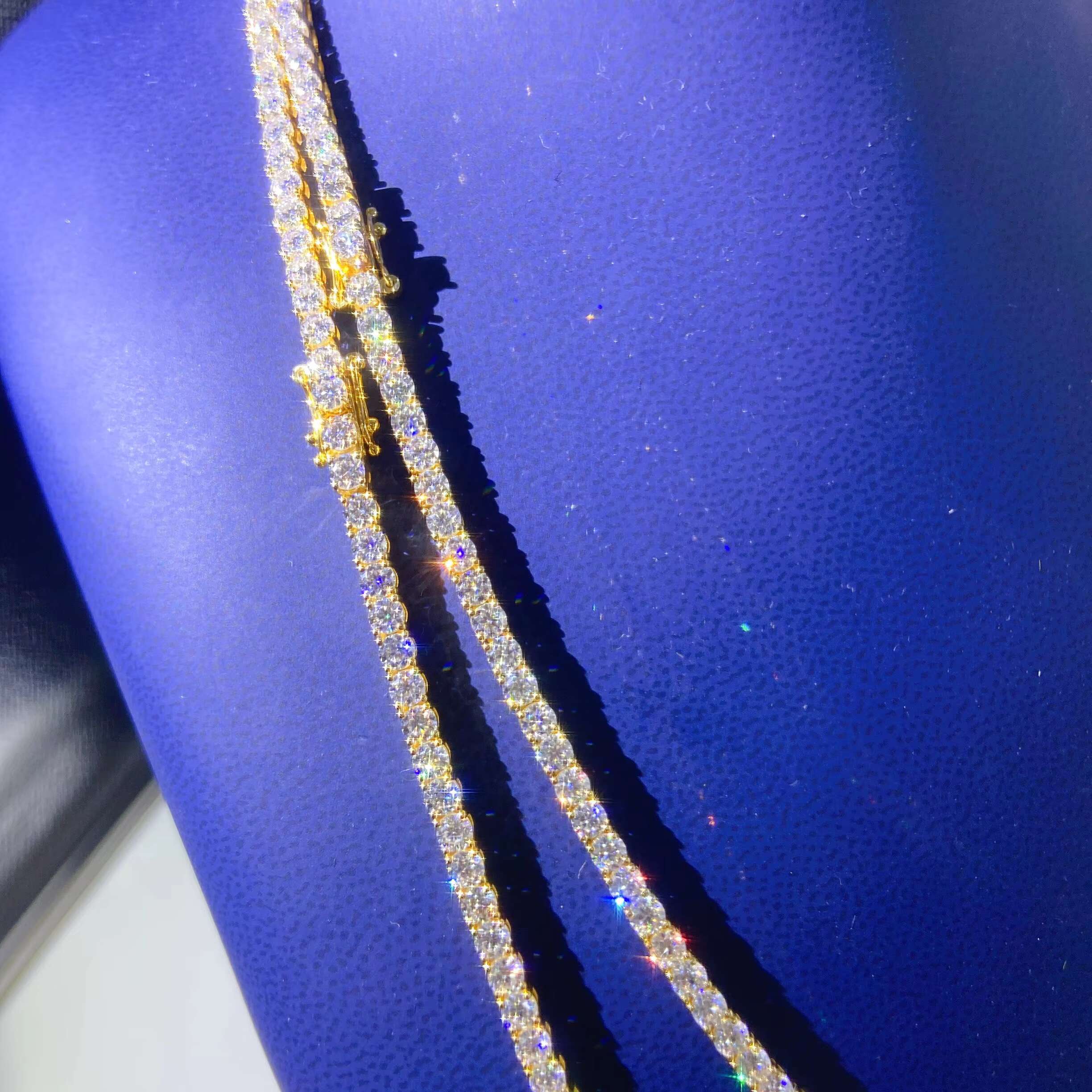 Hot Selling 3MM 10K 14K 18K Real Solid Gold VVS Moissanite Jewelry Chain Men Tennis Chain