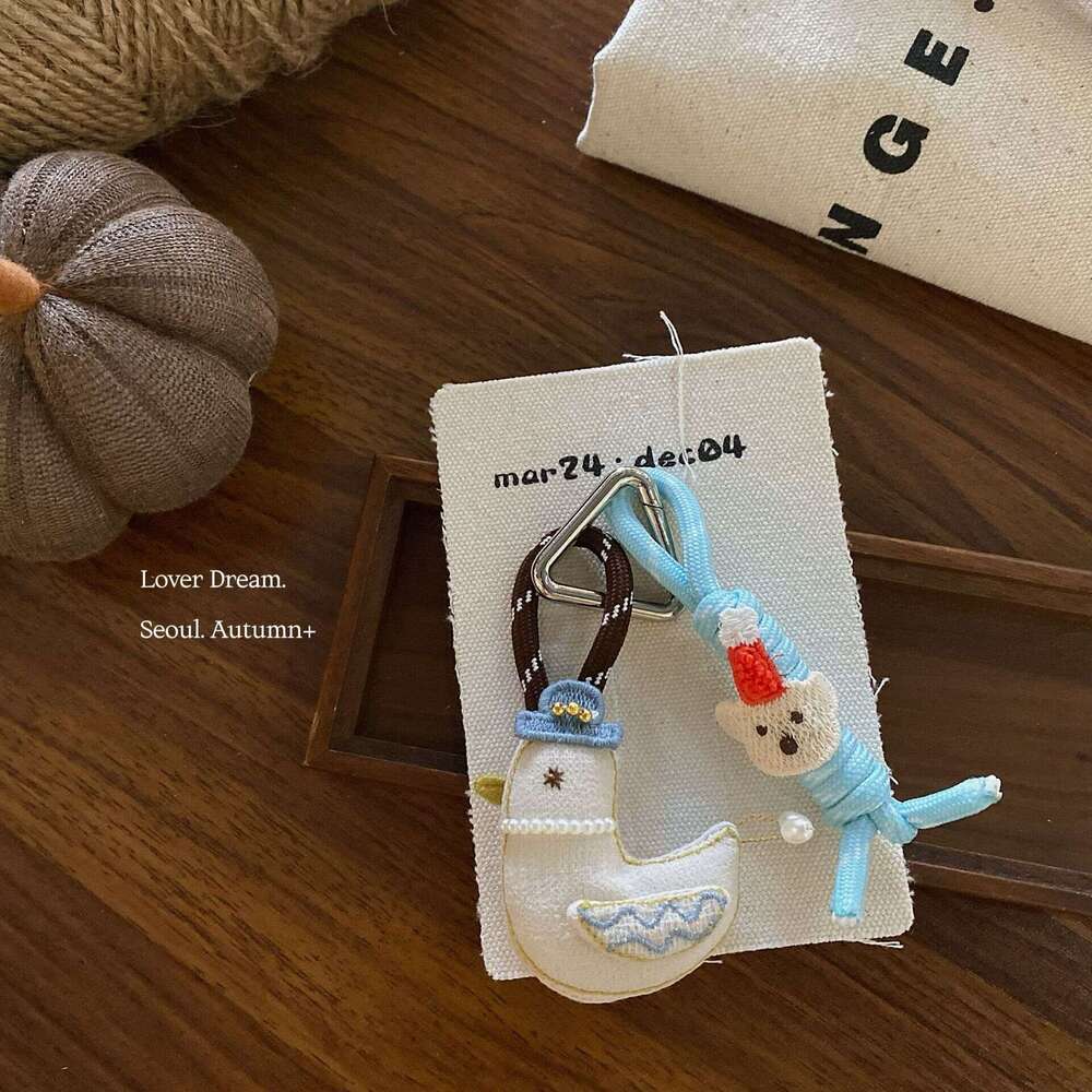 Autumn Winter New Blue Series Cute Keychain Set, Puppy Heart Bag Pendant for Women, In-Stock Hot Sale Fashion Accessory