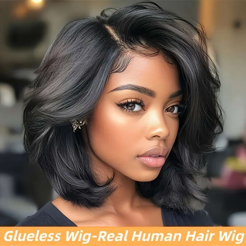 Glueless Human Hair 250% Density Body Wave, Black Color, 13X5 HD Front No Glue Needed, Breathable Lace For Everyday & Special Events New Model - Women