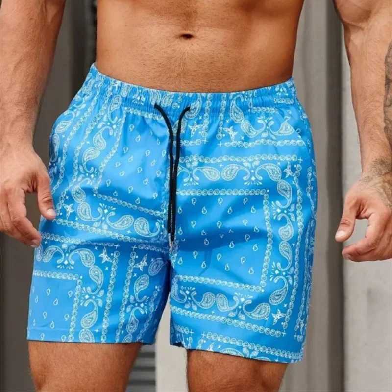 Summer mens board shorts retro Paisley quick drying sports casual Hawaiian mens beach shorts long pants mens ice shorts swimsuit X250410