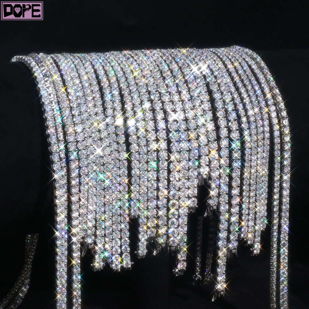 Wholesale Tennis Chain 3mm 4mm 5mm Iced Out Necklace Hip Hop 925 VVS Moissanite Tennis Chain