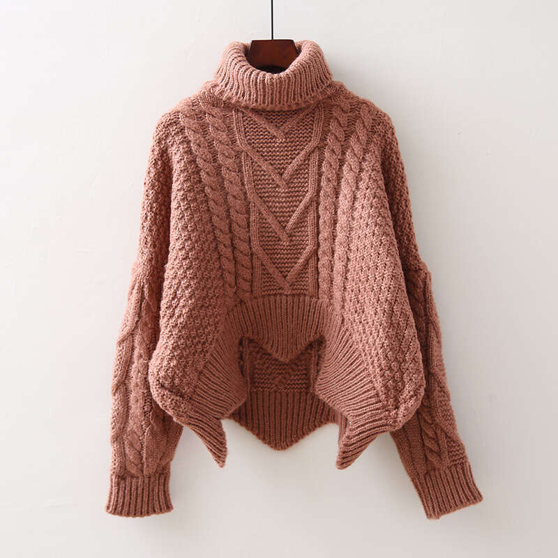Cross-Border Foreign Trade European and American Clothing Retro Twist Women's Neck Loose High Waist Top Thick Wool Knitted Sweater