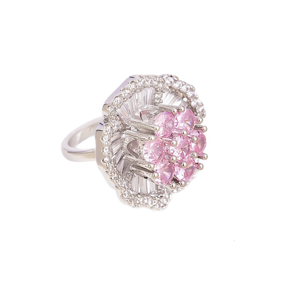 Lightweight Luxury Floral Ring Fashionable Copper Designer Ring Fashionable Women's Ring Multifunctional Super Fairy Heavy Craft Purple Zircon Ri