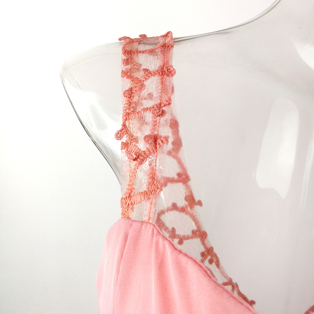 Hot selling 2025 New Deep V-neck Fashion Prom Chiffon Pink Evening Long Dress Women