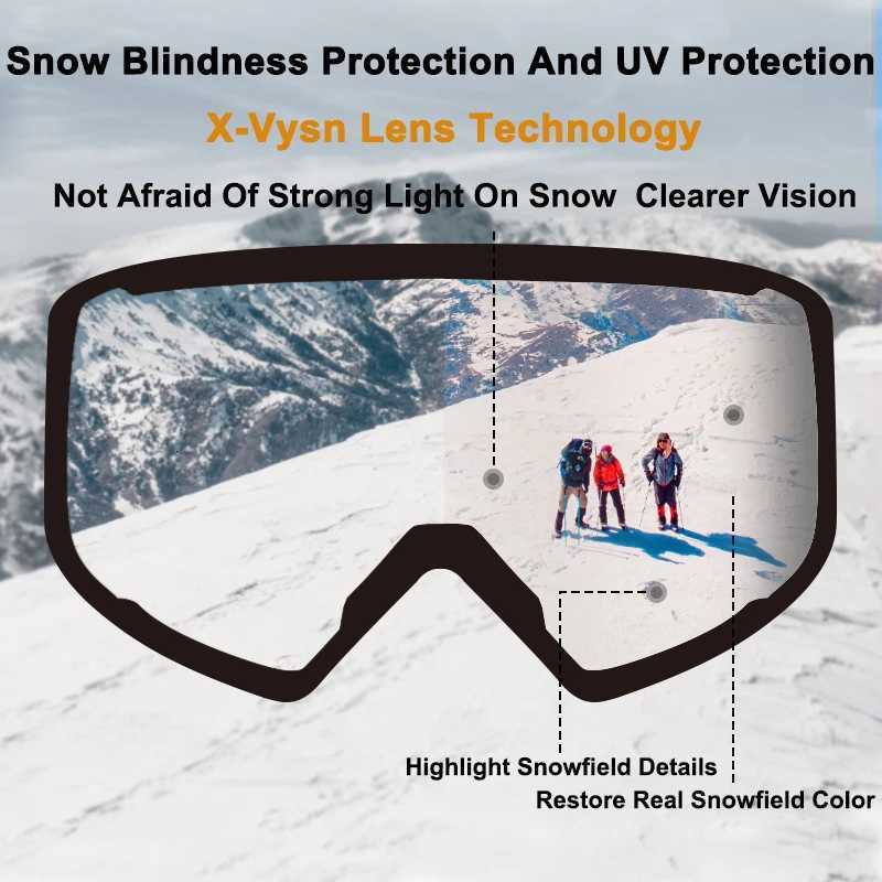 Vozapow Ski Goggles Anti Fog Skiing Mask Men Women Snowy Mountaineering Eyewears UV400 Glare Protection Sledding Sport Glasses K251110