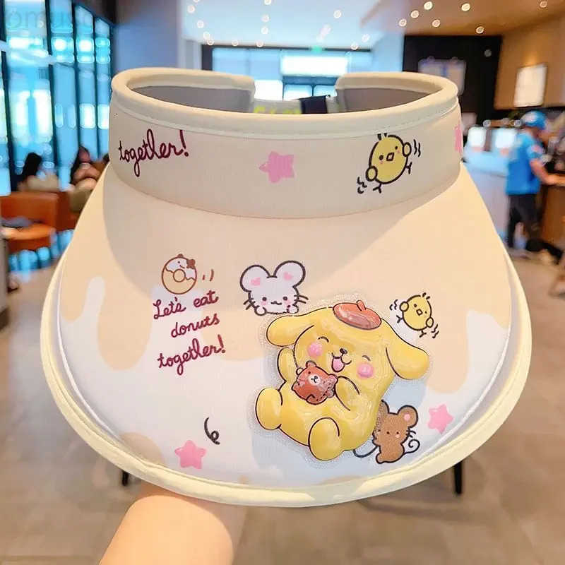 Sanrio Kawaii Anime Kuromi Cinnamoroll Children Sunscreen Hat Cute Cartoon My Melody Pompompurin Anti-Uv Sunshade Cap Kids Gifts H251110