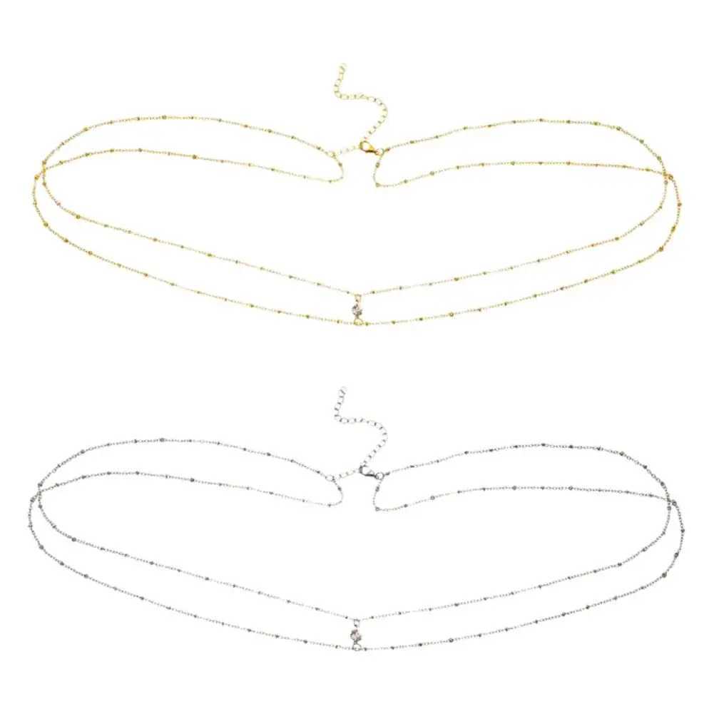 Simple double-layer bead chain womens waist and belly chain belly strap chain lace fashion body jewelry spring and summer gifts X250410