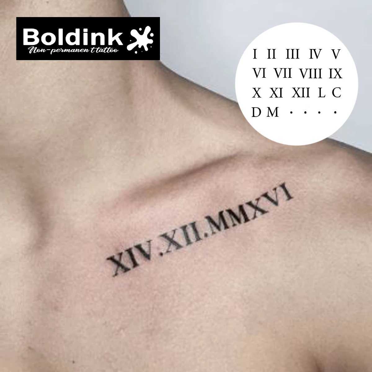 Roman numeral Boldink temporary tattoo lasting for 15 days with new technology waterproof semi permanent sticker. W250410