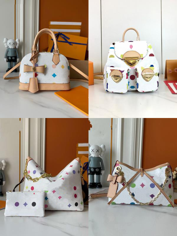 designer bags leather takashi murakami handbag baguette canvas women colorful fashion composite lady beach clutch tote woman bag purse wallets10101010