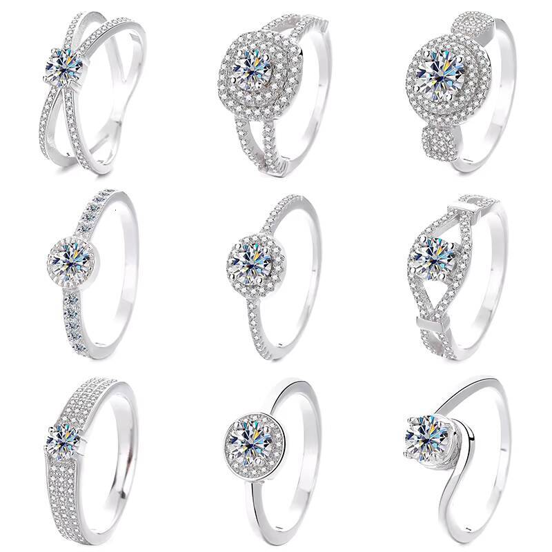 Romantic Womens Engagement Ring Quality High Moissanite D VVS Brilliant Cut 925 Sterling Silver Wholesale Jewelry for Weddings