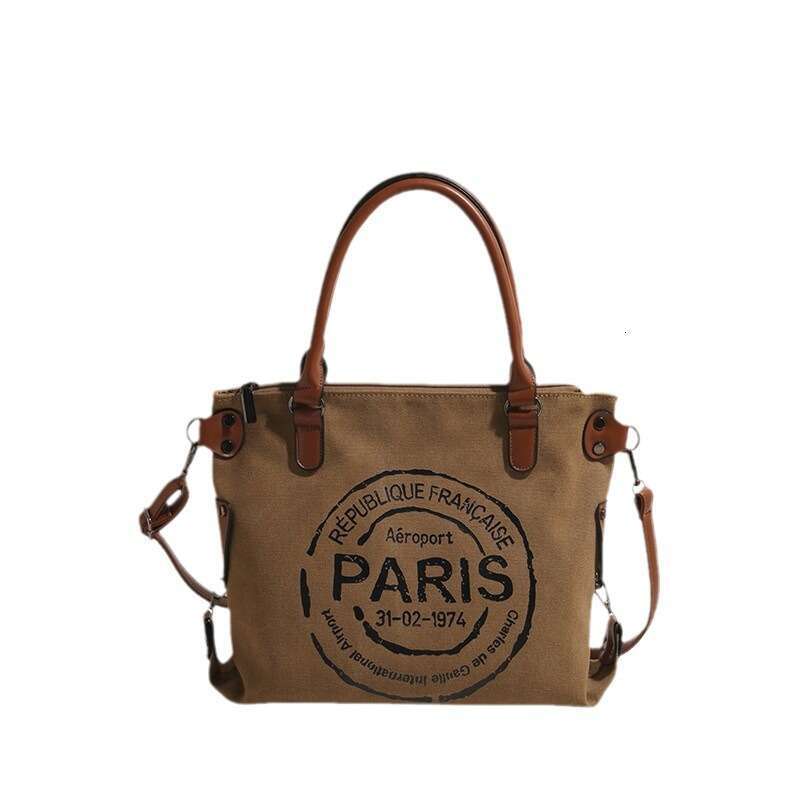 Lazy canvas casual large capacity women's commuting crossbody single shoulder letter tote bag, 2025 versatile temperament, new trendy clothing in
